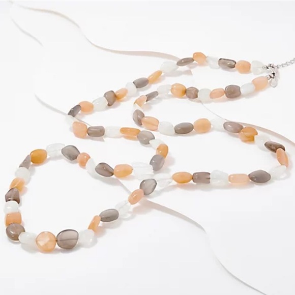 Affinity Gems Multicolored Moonstone 32" Necklace, Sterling Silver - Picture 4 of 5